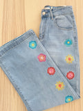 Jeans com Flores Bordadas 🌸