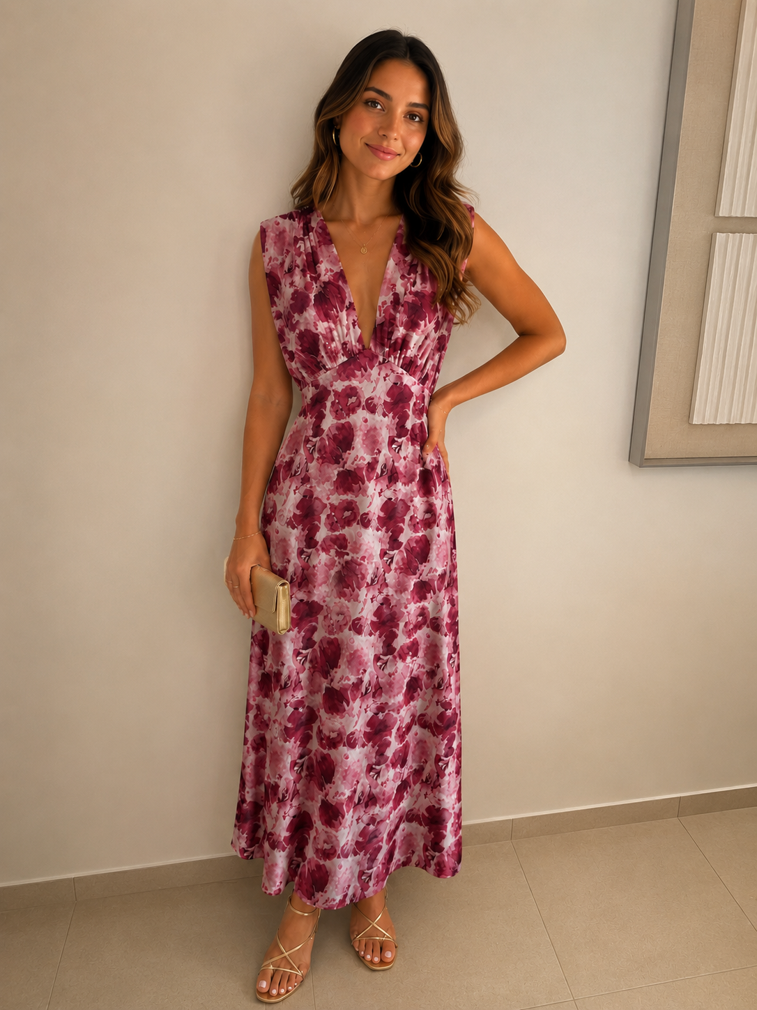 Vestido de Chiffon cor de vinho