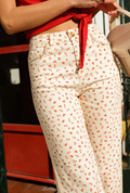 Calça Floral com Renda