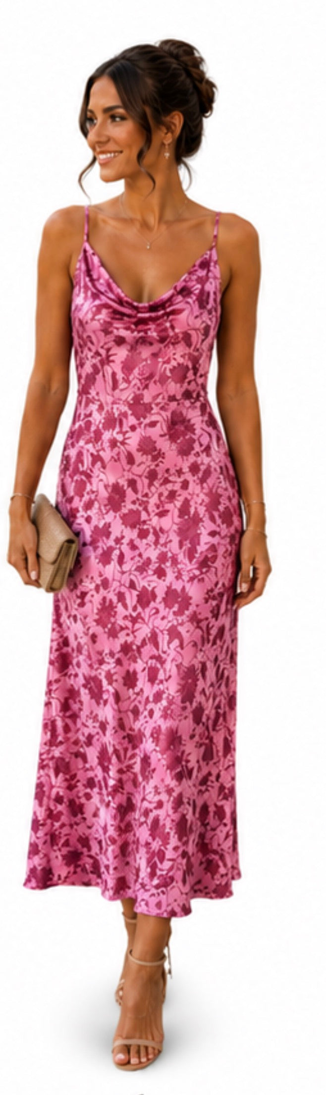 Vestido Satin Rosa Claro